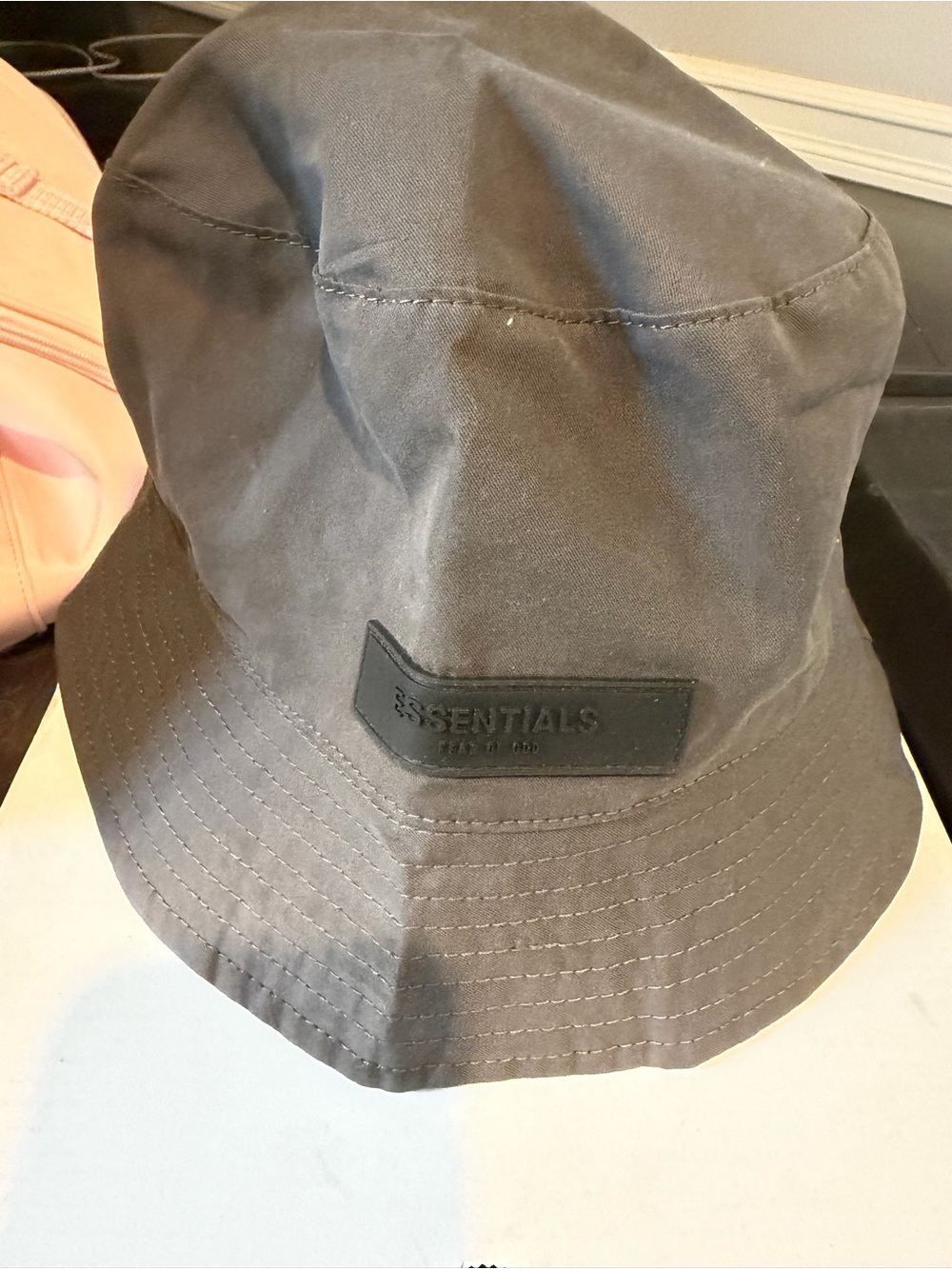 Essentials Black/Gray Men's Bucket Hat with Tonal Logo Patch